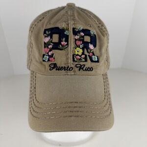 Robin Ruth Puerto Rico Distressed Worn Floral Embroider Women’s Baseball Cap Hat